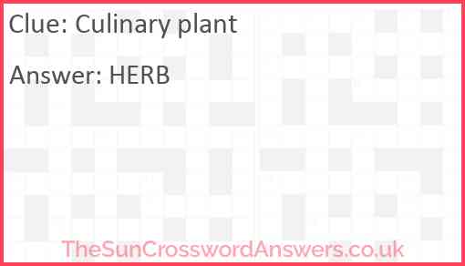 Culinary plant Answer