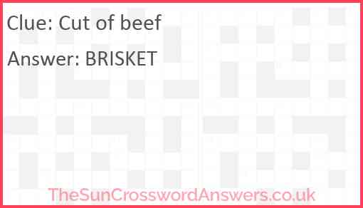 Cut of beef Answer