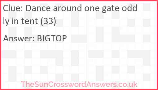 Dance around one gate oddly in tent (33) Answer
