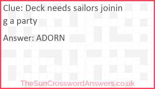 Deck needs sailors joining a party Answer