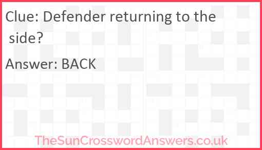 Defender returning to the side? Answer