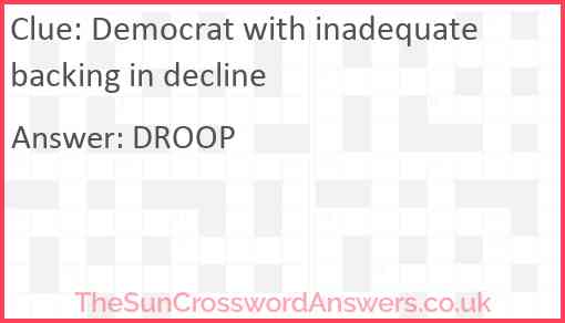 Democrat with inadequate backing in decline Answer