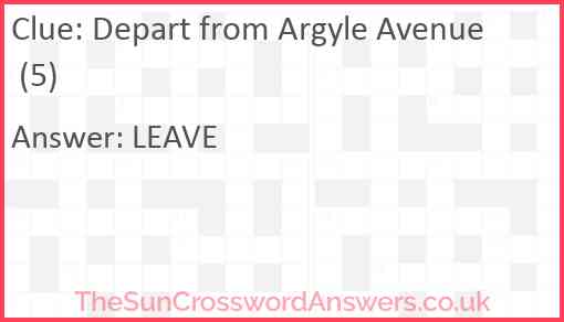 Depart from Argyle Avenue (5) Answer