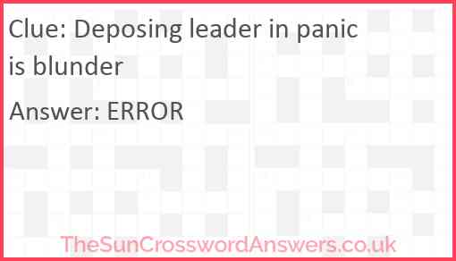 Deposing leader in panic is blunder Answer