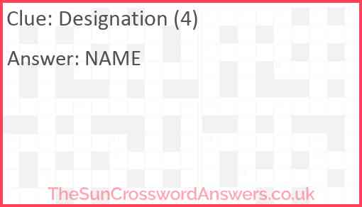 Designation (4) Answer