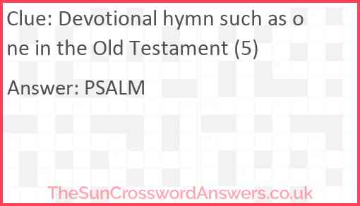 Devotional hymn such as one in the Old Testament (5) Answer