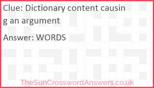 Dictionary content causing an argument Answer