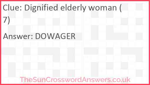 Dignified elderly woman (7) Answer