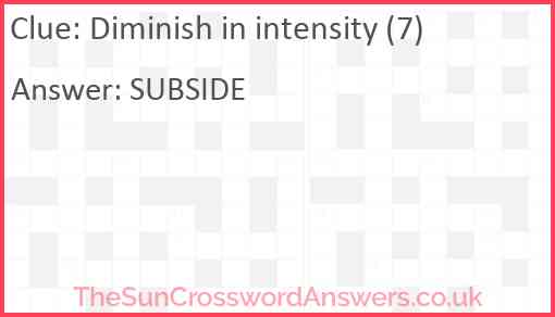 Diminish in intensity (7) Answer