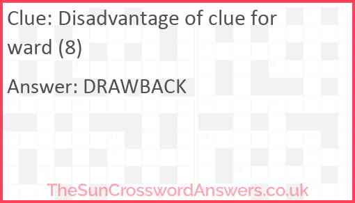 Disadvantage of clue for ward (8) Answer