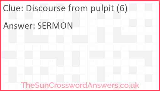 Discourse from pulpit (6) Answer