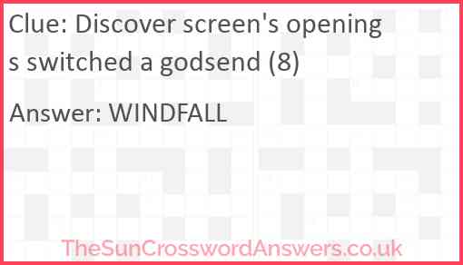 Discover screen's openings switched a godsend (8) Answer