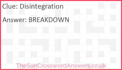 Disintegration Answer