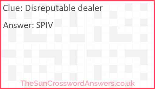 Disreputable dealer Answer