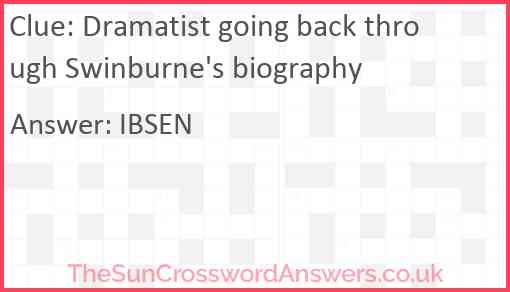 Dramatist going back through Swinburne's biography Answer