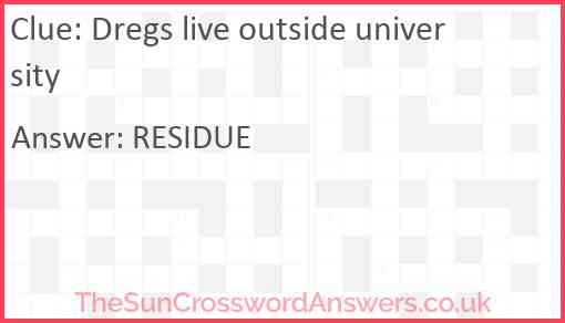 Dregs live outside university Answer