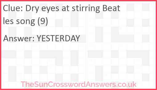 Dry eyes at stirring Beatles song (9) Answer