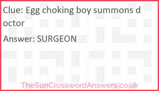 Egg choking boy summons doctor Answer