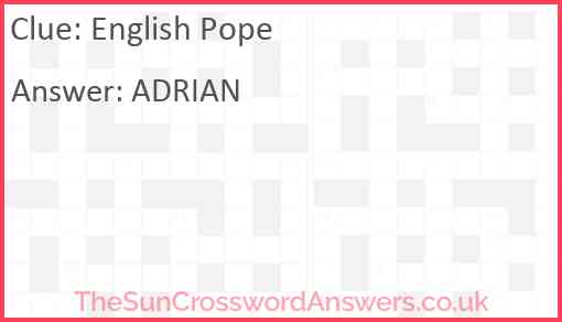 English Pope Answer