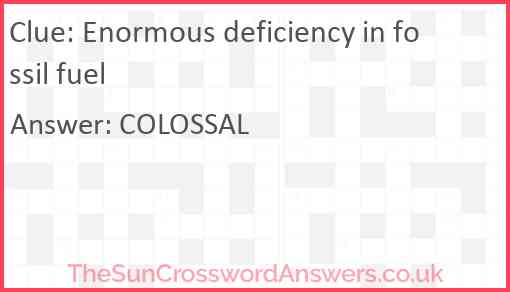 Enormous deficiency in fossil fuel Answer