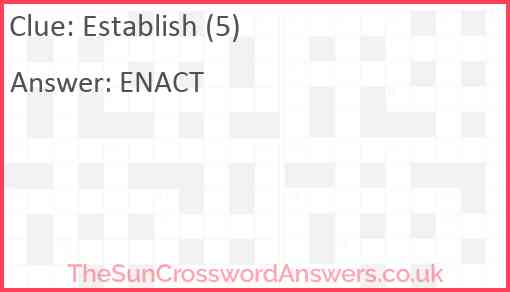 Establish (5) Answer