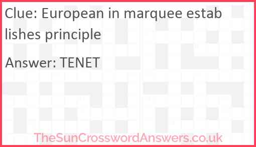 European in marquee establishes principle Answer