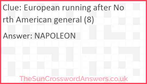 European running after North American general (8) Answer