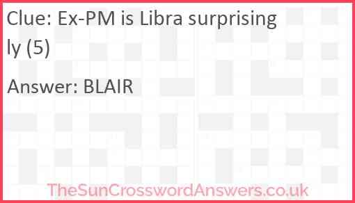 Ex-PM is Libra surprisingly (5) Answer