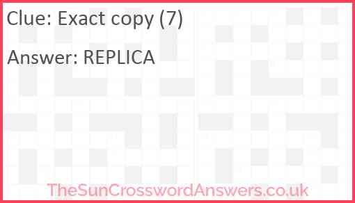 Exact copy (7) Answer