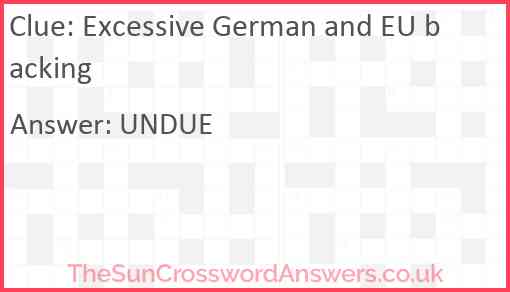 Excessive German and EU backing Answer