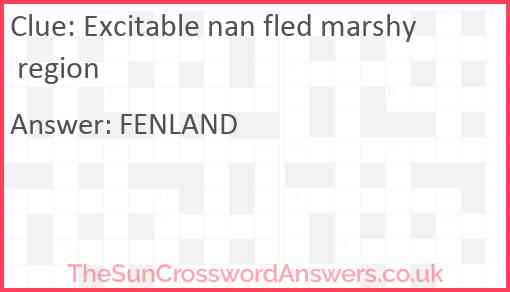 Excitable nan fled marshy region Answer