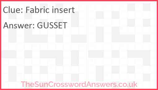 Fabric insert Answer