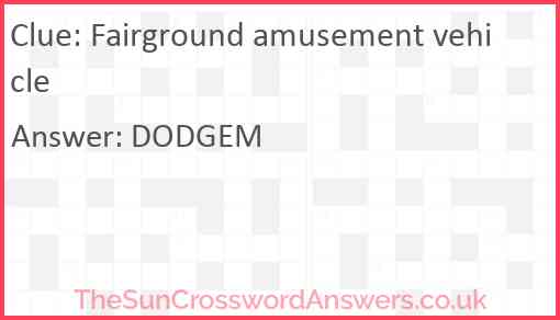 Fairground amusement vehicle Answer