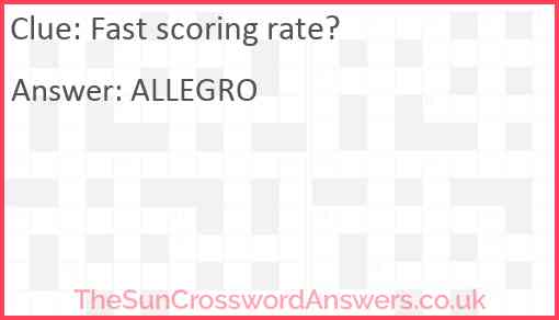 Fast scoring rate? Answer