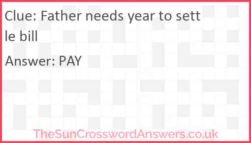 Father needs year to settle bill Answer