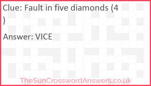 Fault in five diamonds (4) Answer