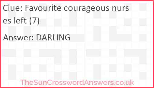 Favourite courageous nurses left (7) Answer