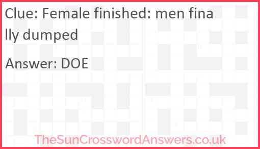 Female finished: men finally dumped Answer