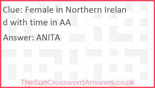 Female in Northern Ireland with time in AA Answer