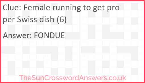 Female running to get proper Swiss dish (6) Answer