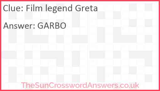 Film legend Greta Answer