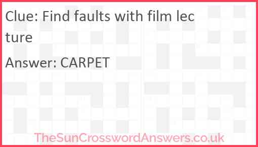 Find faults with film lecture Answer