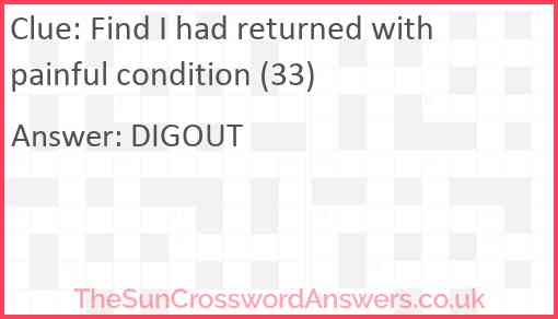 Find I had returned with painful condition (33) Answer