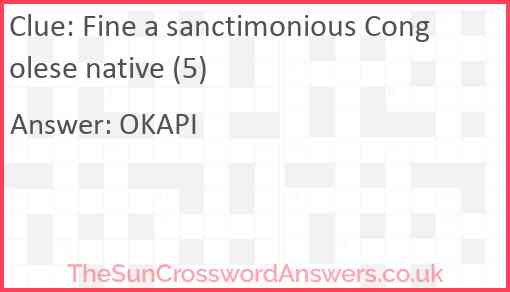 Fine a sanctimonious Congolese native (5) Answer