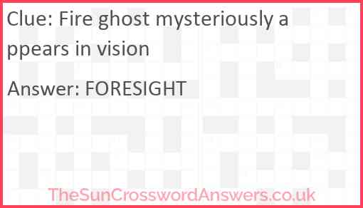 Fire ghost mysteriously appears in vision Answer