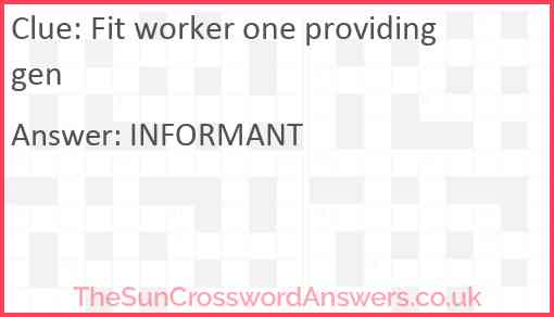 Fit worker one providing gen Answer