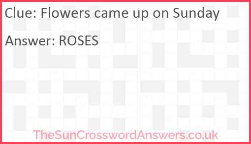 Flowers came up on Sunday Answer