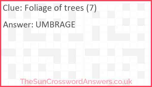 Foliage of trees (7) Answer