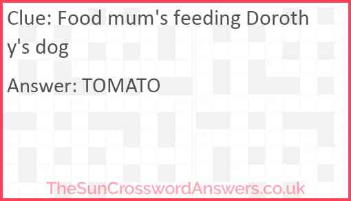 Food mum's feeding Dorothy's dog Answer