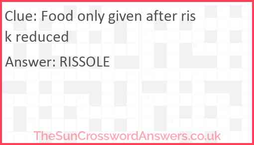 Food only given after risk reduced Answer